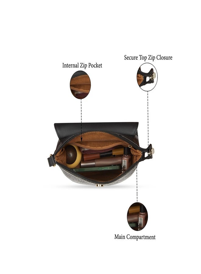 كابريس حقيبة كروس كبيرة من كابريس بوبا للنساء مع حزام قابل للتعديل لراحة الارتداء | حقيبة يد متعددة الاستخدامات مزودة بسحاب وإغلاق مغناطيسي للاستخدام اليومي والسفر والمناسبات الخاصة (أسود) - Image 4